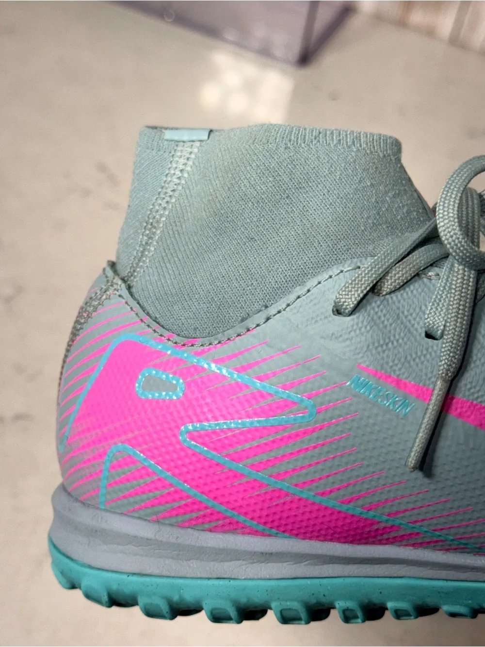 Nike Kids Gray & Pink Turf Soccer Sneakers